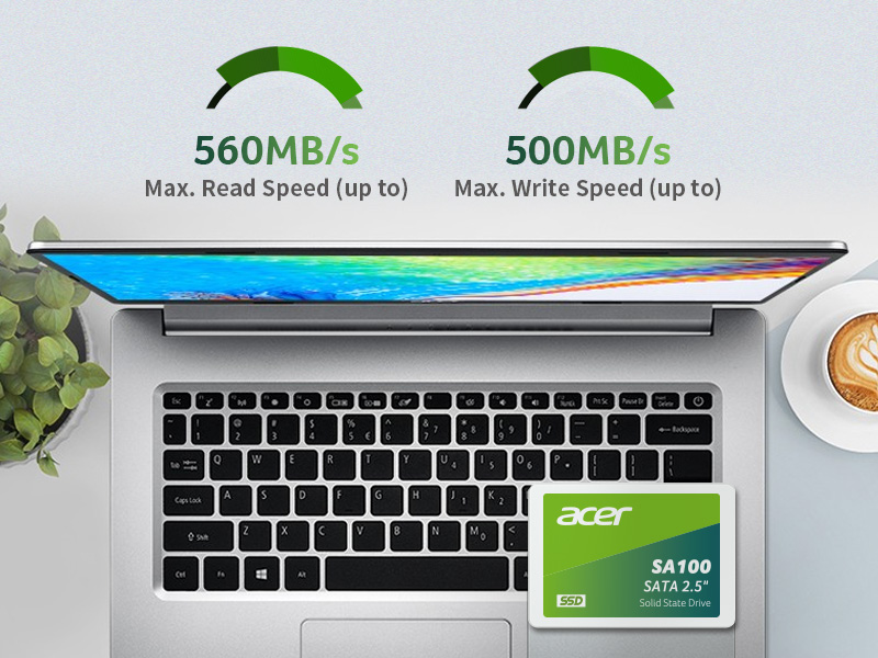 Acer SA100 SSD 560/500 MB/s Max read/write speeds
