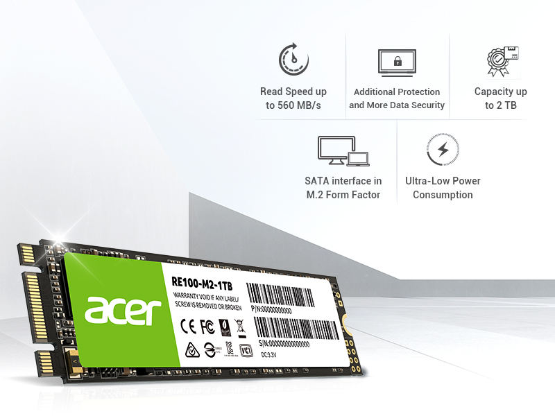 ACER RE100 is a faster & more durable internal SSD for up to 2 TB