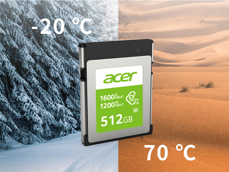 Acer CFexpress Type B memory cards used in extreme temperature