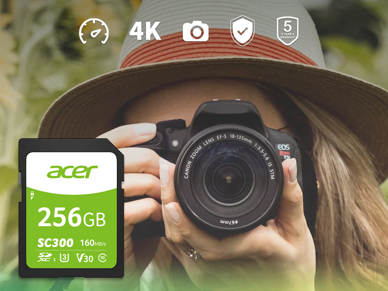 Acer SC300 SDXC UHS-I V30 SD Card for 4K UHD Video