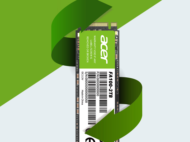 Acer FA100 M.2 PCIe NVMe SSD, 3D NAND, read-speed up to 3300MB/s