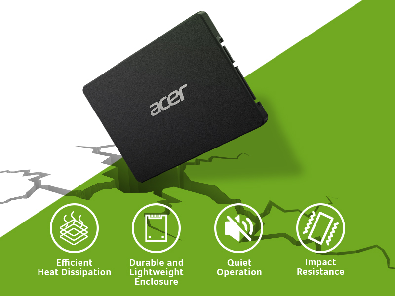 SSD Acer RE100 hoạt động êm ái không tiếng ồn