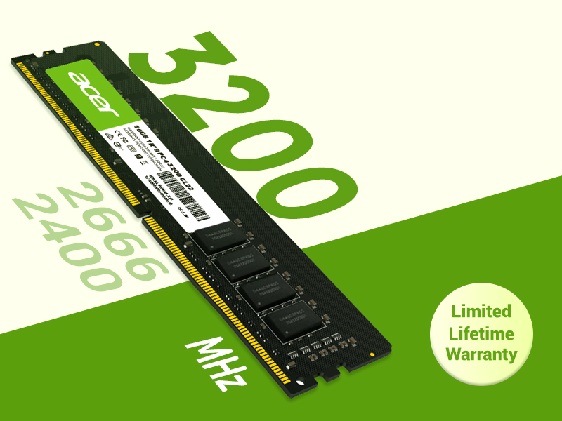 acer SD100 32GB 3200MHz SO-DIMM メモリー Acer SD100 32GB RAM 3200 MHz DDR4 1.2V Laptop Memory - BL